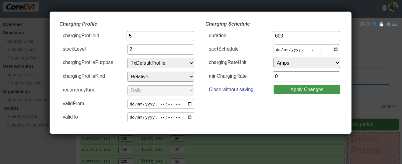 OCPP schedule profile